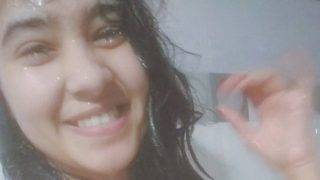 Indian Teen Flaunts Her Wet See-through Bra In The Bathroom, All Soaked And Tempting