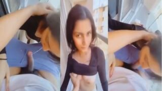 19-year-old Girl Giving A Steamy Blowjob On The Balcony In An Indian Outdoor Xxx Scene