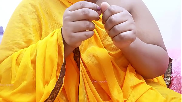 Indian Desi Aunty Pressing Her Big, Heavy Boobs Against A Tight Blouse