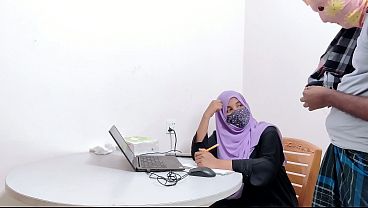 Hijabi Bank Manager Gets Drilled Hard By A Rough Village Farmer In A Dirty Desi Fuck Session